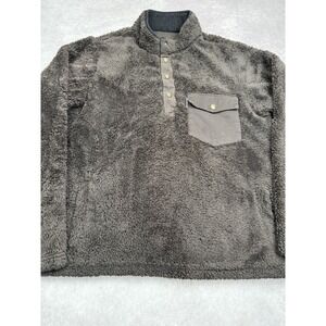 Outback Trading Company Pullover Mens Large Fuzzy‎ Fleece Snap Henley Warm Shirt